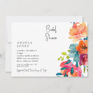 Colourful Watercolor Floral Bridal Shower II Invitation