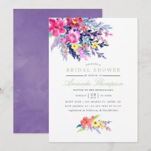 Colourful Watercolor Floral Bridal Shower Invite