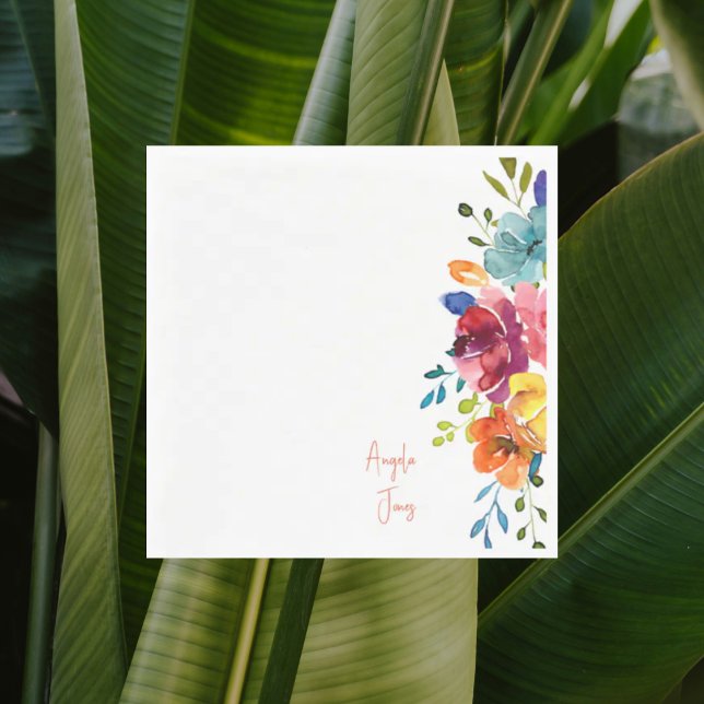 Colourful Watercolor Floral Bridal Shower Luncheon Napkin (Creator Uploaded)