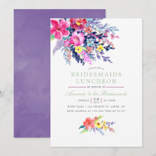 Colourful Watercolor Floral Bridesmaids Luncheon Invitation