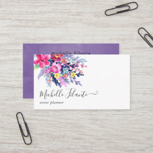 Colourful Watercolor Floral Business Card