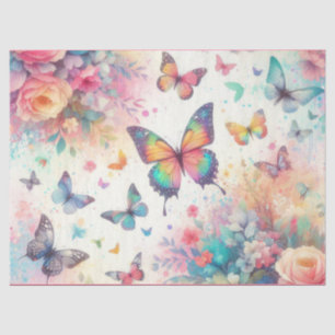 Colourful Watercolor Floral Butterflies Tissue Paper