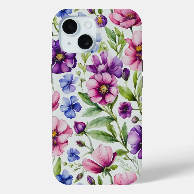 Colourful Watercolor Floral  Case-Mate iPhone Case (Back)