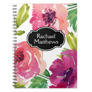 Colourful Watercolor Floral Custom Notebook