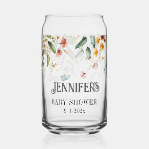 Colourful Watercolor Floral Drop Special Mum-to-Be Can Glass