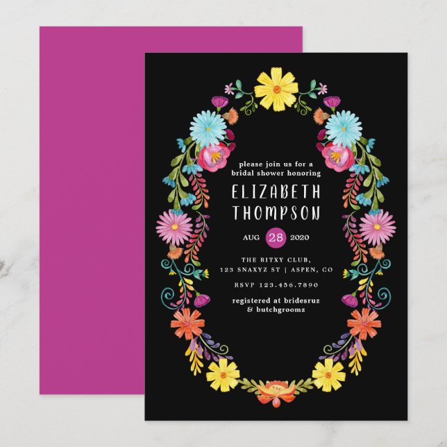 Colourful Watercolor Floral Fiesta Bridal Shower Invitation (Front/Back)