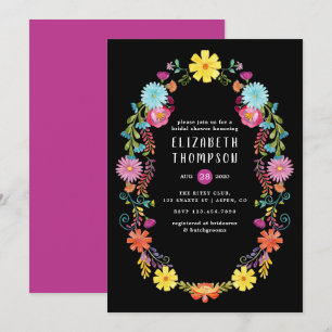 Colourful Watercolor Floral Fiesta Bridal Shower Invitation
