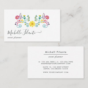 Colourful Watercolor Floral Fiesta Business Card