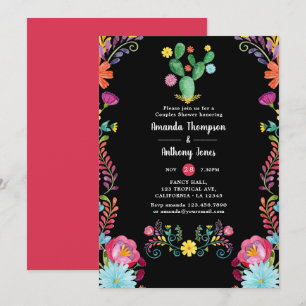 Colourful Watercolor Floral Fiesta Couples Shower Invitation
