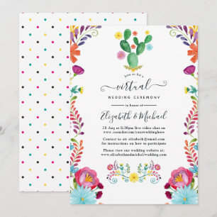 Colourful Watercolor Floral Fiesta Virtual Wedding Invitation