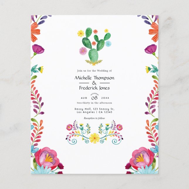 Colourful Watercolor Floral Fiesta Wedding Flyer (Front)