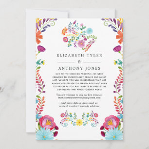 Colourful Watercolor Floral Fiesta Wedding Guests Announcement