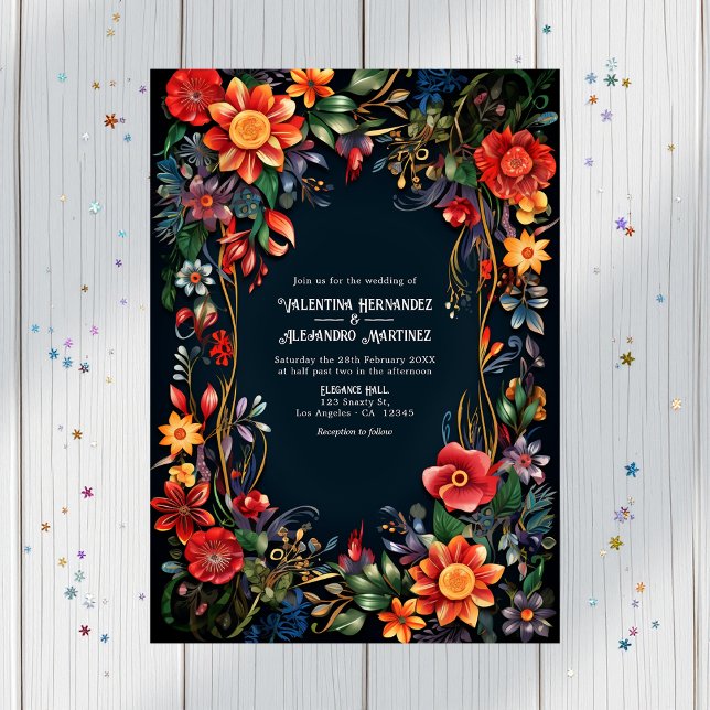Colourful Watercolor Floral Fiesta Wedding QR Code Invitation (Colorful Watercolor Floral Fiesta Wedding QR Code Invitation)