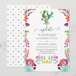 Colourful Watercolor Floral Fiesta Wedding Update Invitation