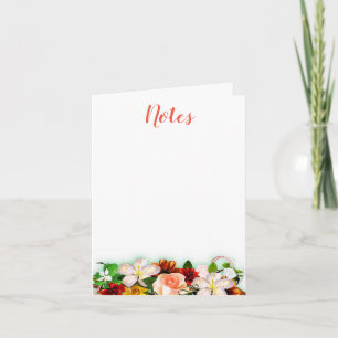 Colourful Watercolor Floral Handwritten Script Chi Note Card