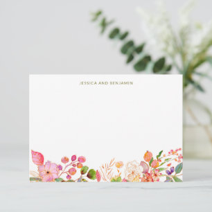 Colourful Watercolor Floral Illustration Custom  Thank You Card