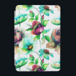 Colourful WaterColor Floral Illustration iPad Mini Cover<br><div class="desc">Cool colourful flowers pattern,  pastel tones white background and dark red and brown accents.</div>