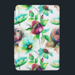 Colourful WaterColor Floral Illustration iPad Mini Cover<br><div class="desc">Cool colourful flowers pattern,  pastel tones white background and dark red and brown accents.</div>