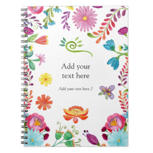 Colourful Watercolor Floral Mexican Fiesta Notebook