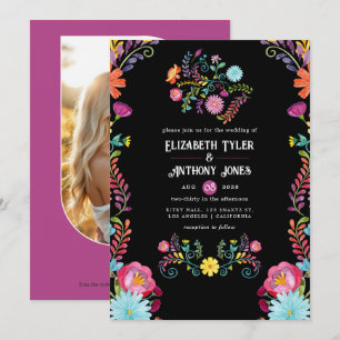 Colourful Watercolor Floral Mexican Fiesta Wedding Invitation