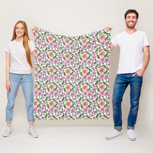 Colourful Watercolor Floral Pattern | Seamless Flo Fleece Blanket (In Situ)