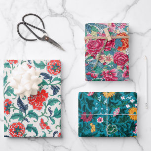 Colourful Watercolor Floral Patterns Wrapping Paper Sheet