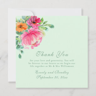 Colourful Watercolor Floral Photo Thank You Card  