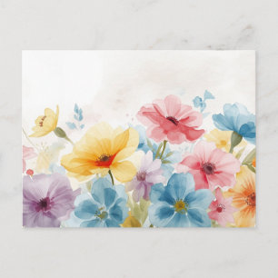 Colourful Watercolor Floral Postcard