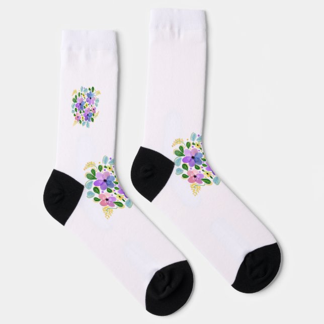 Colourful Watercolor Floral Socks (Right)