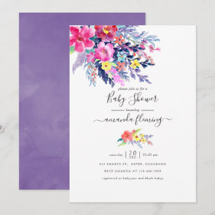 Colourful Watercolor Floral Spring Baby Shower Invitation