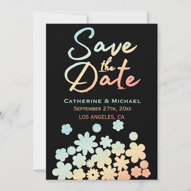 Colourful Watercolor Floral Spring  Save The Date (Front)