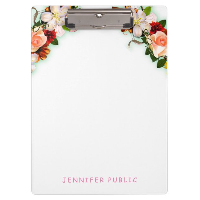 Colourful Watercolor Floral Template Elegant Moder Clipboard (Front)