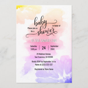 Colourful Watercolor Floral Unisex Baby Shower Invitation