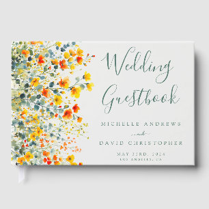 Colourful Watercolor Floral Wedding Guest Book