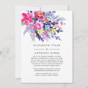 Colourful Watercolor Floral Wedding Guest List Announcement