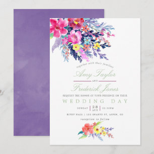 Colourful Watercolor Floral Wedding Invitation