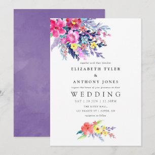 Colourful Watercolor Floral Wedding Invitation