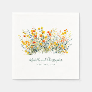 Colourful Watercolor Floral Wedding Napkin