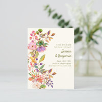 Colourful Watercolor Floral Wedding Save the Date