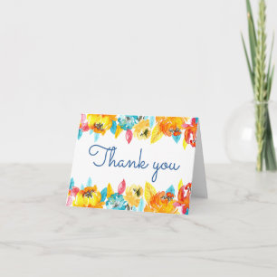 Colourful Watercolor Floral Wedding Thank You Card