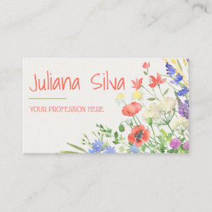Colourful Watercolor Floral with QR Business Card