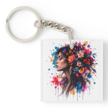 Colourful Watercolor Floral Woman Artistic