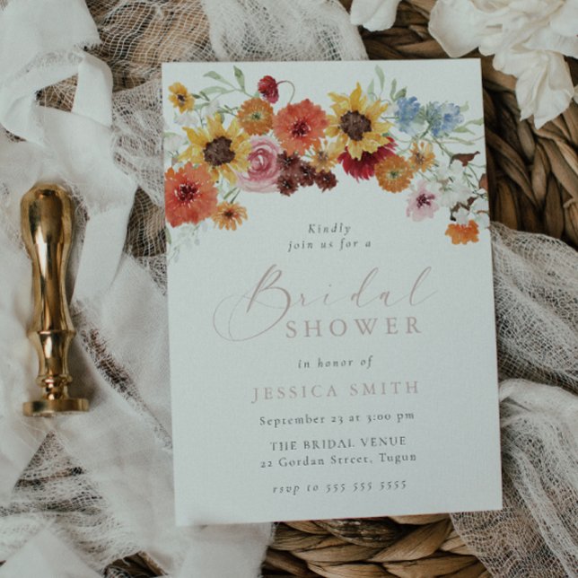 Colourful Watercolor Flowers Bridal Shower  Invitation (Creator Uploaded)