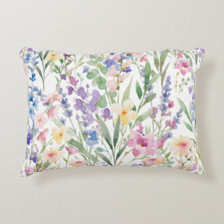 Colourful Watercolor Flowers Decorative Cushion