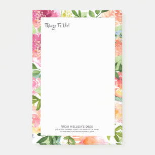 Colourful Watercolor Flowers Frame Post-it Notes