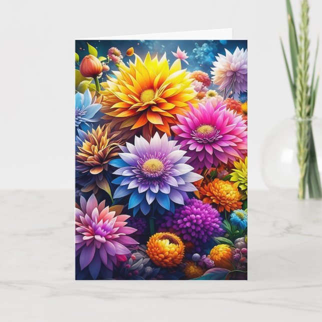 Colourful Watercolor Flowers Grandma's Birthday Card (Front)