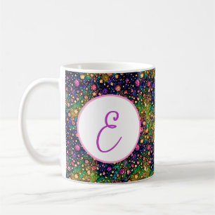 Colourful watercolor flowers pattern monogram coffee mug