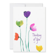 Colourful Watercolor Flowers Thinking of You Card