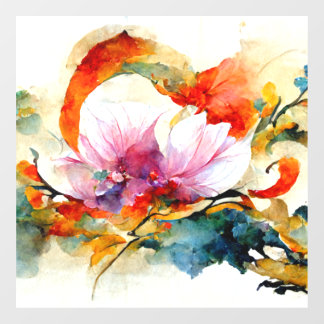 Colourful watercolor flowers window cling