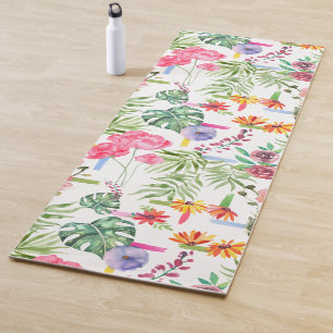 Colourful Watercolor Flowers Yoga Mat